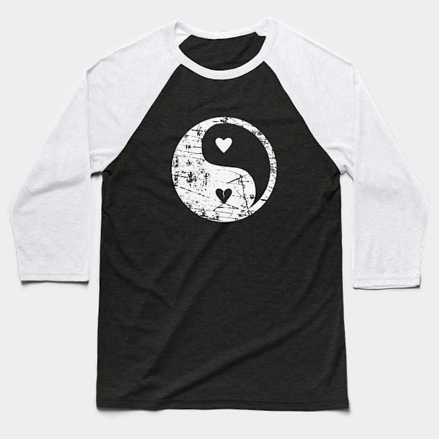 Yin Yang Hearts white Baseball T-Shirt by MellowGroove